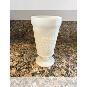 Anchor Hocking Milk Glass Pedestal Tumbler Embossed Grapes & Leaves SINGLE CUP